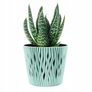 Indoor Plant Pots with Insert Plastic Flowerpot Small Large Sage 13cm