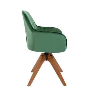 Upholstered Swivel Dining Chair Green Velvet