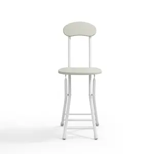 Dining Chair Set of 2 Compact White Wooden Folding Dining Chairs with Metal Legs