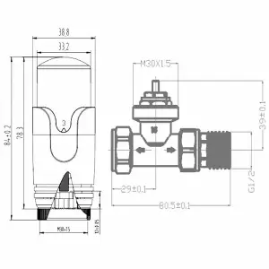 Rinse Bathrooms 15mm Straight Anthracite Thermostatic Radiator Valve