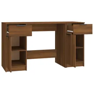 Berkfield Desk with Side Cabinet Brown Oak Engineered Wood