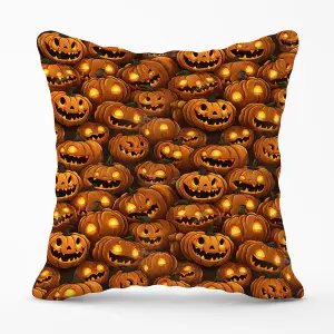 Grinning Lanterns Pumpkins With Glowing Eyes Outdoor Cushion 45cm x 45cm