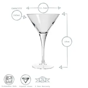 Bormioli Rocco - Ypsilon Martini Glass Cocktail Glasses Set - 245ml - Pack of 6