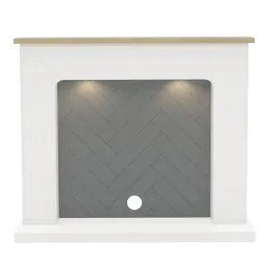 Be Modern Charing White & oak effect Fire surround set with Lights included