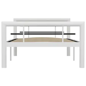 Berkfield Bed Frame White and Black Metal 100x200 cm