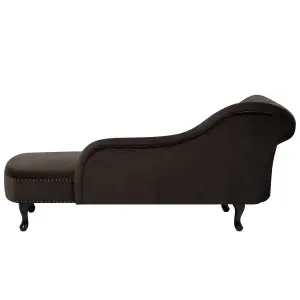 Left Hand Chaise Lounge Velvet Brown NIMES