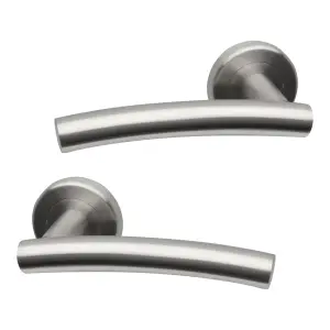 Intelligent Hardware - Internal Door Handle - Pair - Lever on Round Rose - Scafell - Satin Stainless Steel