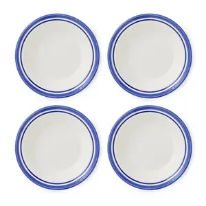 Potter's Stripe Set Of 4 Soup Plates (Set of 4) Blue