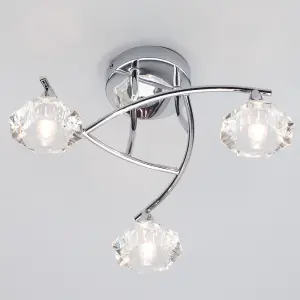 Litecraft Edvin Chrome 3 Arm Bathroom Semi-Flush Ceiling Light