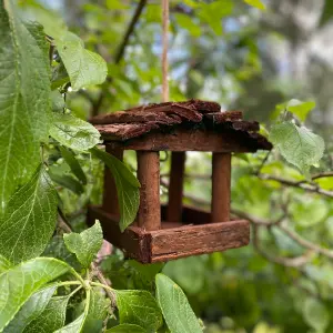 Hanging Wooden Bird Table Feeder