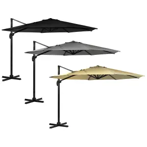 Charles Bentley 3.5m X-Large Hanging Banana Umbrella Parasol Beige