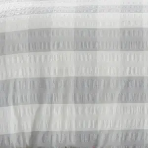 Seersucker Gingham Textured Silver Duvet Cover Set