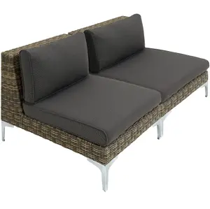 Rattan Garden Furniture Villanova - 2 single chairs and armchair, thick seat cushions - Mottled Anthracite