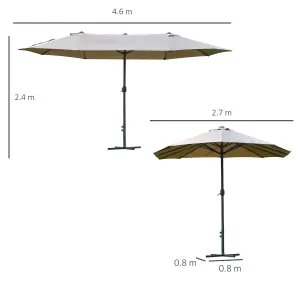 Outsunny 4.6M Garden Patio Umbrella Canopy Parasol Sun Shade w/ Base Khaki