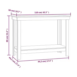 Berkfield Work Bench Grey 110x50x80 cm Solid Wood Pine