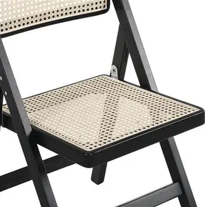 Frances Set Of 2 Folding Chairs Black/Natural Rattan Cane, Solid Beech Wood - Dining Room Chairs - Dining Table Chairs - Daals - Dining Chairs