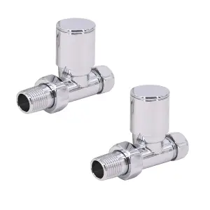 Right Radiators Radiator Valve 15mm Manual Straight Valves One Pair Chrome