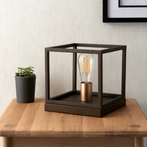 York Square Matt Bronze effect Table lamp