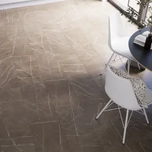 GoodHome Grey & White Marble Tile effect Laminate Flooring Sample