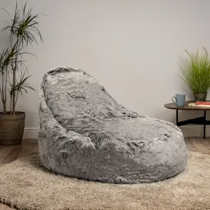 icon Kenai Faux Fur Bean Bag Lounger Arctic Wolf Grey Giant Bean Bag Chair