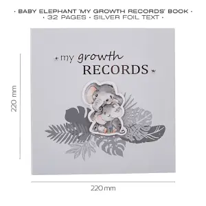 Elephant Themed Cute Baby Growth Records Book with 32 Pages to Personalise