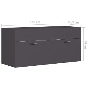 Berkfield Sink Cabinet Grey 100x38.5x46 cm Engineered Wood