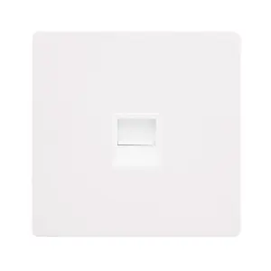 White Metal Screwless Plate Master Telephone Single Socket - White Trim - SE Home