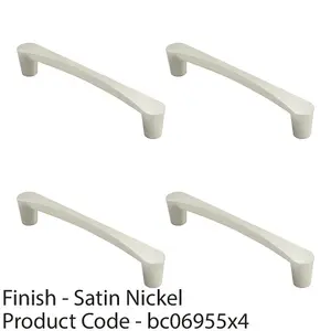 4 PACK - Curved D Shape Pull Handle 146 x 18.5mm 128mm Fixing Centres Satin Nickel