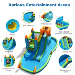 Costway Inflatable Water Slide Kids Jumping Bounce House Splash Water Pool w/ Blower