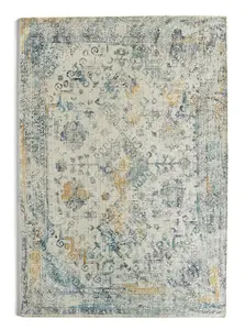 Blue Ochre Traditional Bordered Easy to clean Rug for Bed Room, Living Room, and Dining Room-80cm X 150cm