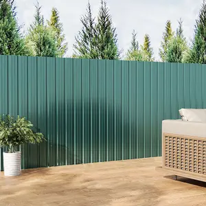 115cm L Set of 12 Steel Corrugated Panels in Green