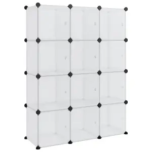 Berkfield Storage Cube Organiser with 12 Cubes and Doors Transparent PP