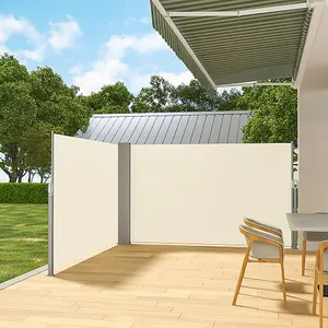 Beige Outdoor Garden Retractable Sun Protection Privacy Side Awning Double Sided 600 x 180 cm