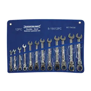 Silverline Flexible Head Ratchet Spanner Set 12Pce