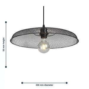 First Choice Lighting Set of 2 Cassidy Large Black Mesh Easy Fit Metal Pendant Shades