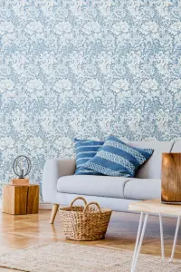 Hoopla Walls Chrysanthemum  Wedgewood Blue Smooth Matt Wallpaper