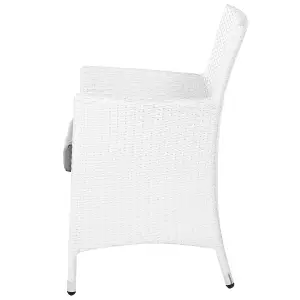 Set of 2 Garden Chairs with Cushions ITALY PE Rattan White