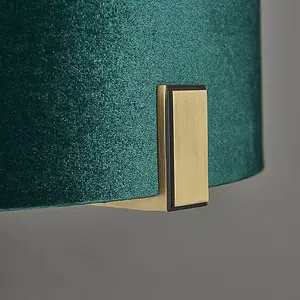 Luminosa Hayfield Table Lamp Matt Antique Brass Plate, Green Velvet Shade