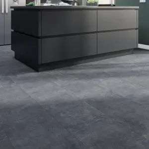 GoodHome Italo Grey Metallic effect Textured Click vinyl Tile, 2.4m²