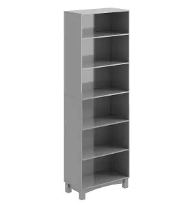 URBNLIVING 180cm Height Grey 6 Tier Wooden Bookcase Shelf Storage Display Shelving Unit