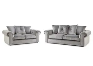 Furniture Stop - Cardone 3 + 2 Seater Plush Velvet Sofa Set