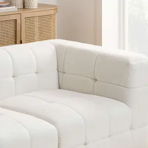 2 Seater Sofa Settee White Boucle Teddy Fabric Birlea Cloud