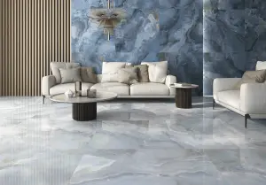 Onyx Blue 100mm x 100mm Polished Porcelain Wall & Floor Tile SAMPLE