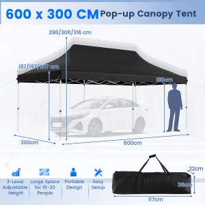 Costway 3M x 6M Pop-up Canopy Tent Folding Instant Sun Shelter w/ Carrying Bag