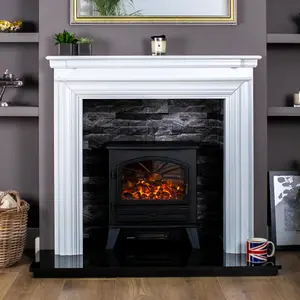 Focal Point ES3000 1.8kW Matt Black Cast iron effect Electric Stove (H)560mm (W)510mm