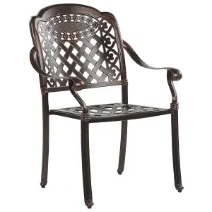 Set of 4 Garden Chairs with Cushions MANFRIA Metal Dark Brown