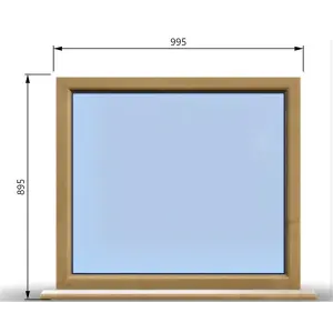 995mm (W) x 895mm (H) Wooden Stormproof Window - 1 Window (NON Opening) - Toughened Safety Glass