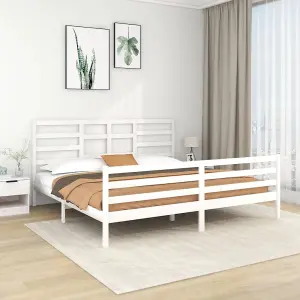 Berkfield Bed Frame White Solid Wood 200x200 cm