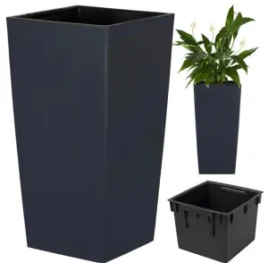 Tall Planter set of 3 Plant Pot Flower with Insert Indoor Outdoor Garden Patio H32cm, H 50cm, H 61cm