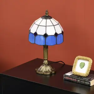 HOMCOM Antique Table Lamp, for Bedroom Bedside, Bulb not Included, Blue